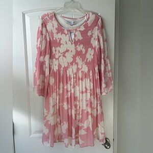 NWT Women’s Emma & Michelle Pink White Floral Dress - Size L